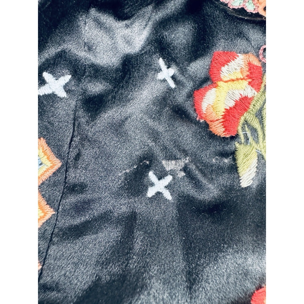 Johnny Was Reversible Silk Kimono Jacket XL Black Colorful Embroidered Floral - Picture 16 of 16